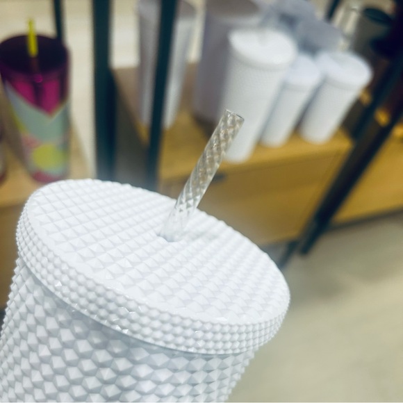 Starbucks Pearl White Studded Tumbler Lilac Bling Iridescent Venti Cup 24oz NWT - Picture 4 of 13